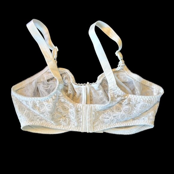 Vintage Bali Romantic Delicate White Floral Lace Underwire Bra 40D - Picture 7 of 7